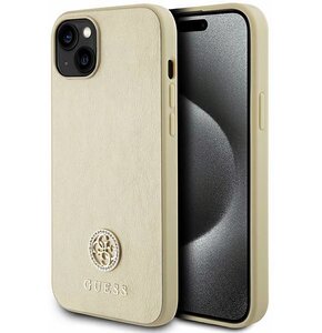 Etui GUESS 4G Strass Metal Logo do Apple iPhone 15 Plus Złoty