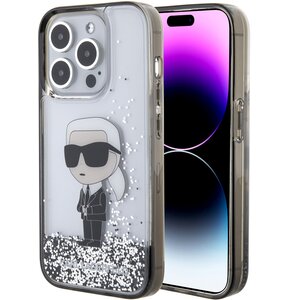 Etui KARL LAGERFELD Liquid Glitter Ikonik do Apple iPhone 15 Pro Przezroczysty