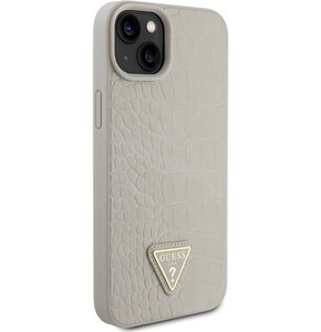 Etui GUESS Croco Triangle Metal Logo do Apple iPhone 15 Złoty