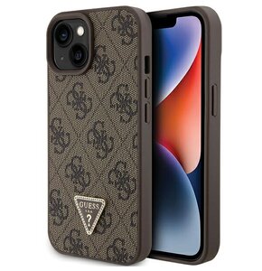 Etui GUESS 4G Triangle Strass do Apple iPhone 15 Brązowy