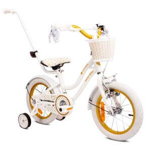 Rower dziecięcy SUN BABY Heart Bike 14 cali dla dziewczynki Biało-złoty