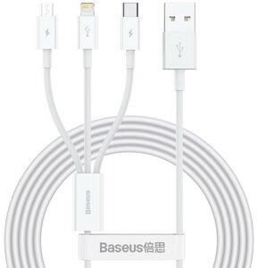 Kabel USB - USB-C/Lightning/Micro USB BASEUS Superior 0.5m Biały