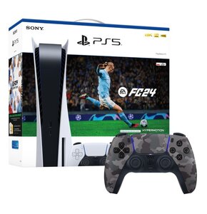 Konsola Sony PlayStation 5 + EA SPORTS FC 24  (klucz aktywacyjny) + Kontroler SONY DualSense Szary Camo