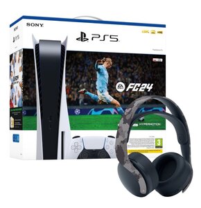 Konsola Sony PlayStation 5 + EA SPORTS FC 24  (klucz aktywacyjny) + Słuchawki SONY Pulse 3D Moro