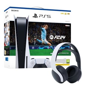Konsola Sony PlayStation 5 + EA SPORTS FC 24  (klucz aktywacyjny) + Słuchawki SONY Pulse 3D Biały