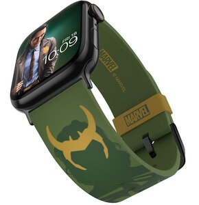 Pasek MOBY FOX Marvel Trickster Loki do Apple Watch 2/3/4/5/6/7/8/9/SE/SE 2022/Ultra/Ultra 2 (38/40/41/42/44/45/49mm) Zielony