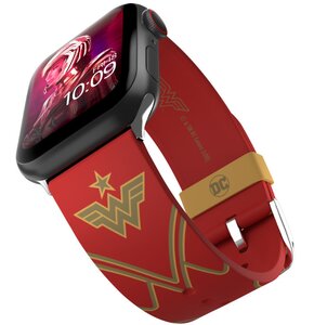 Pasek MOBY FOX DC Comics Wonder Woman 1984: Crimson Armor do Apple Watch 2/3/4/5/6/7/8/9/SE/SE 2022/Ultra/Ultra 2 (38/40/41/42/44/45/49mm) Bordowy