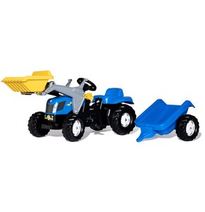Jeździk ROLLY TOYS Traktor z łyżką i przyczepką New Holland