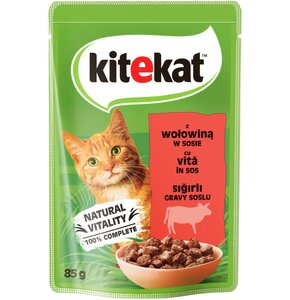 Karma dla kota KITEKAT z wołowiną w sosie 85 g