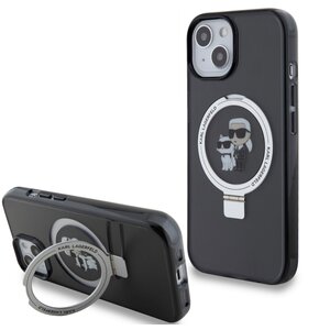 Etui KARL LAGERFELD Ring Stand Karl&Choupette MagSafe do Apple iPhone 13/14/15 Czarny