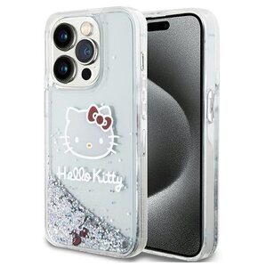 Etui HELLO KITTY Liquid Glitter Charms do Apple iPhone 14 Pro Srebrny