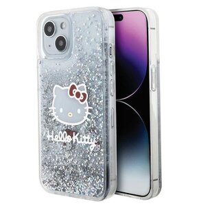 Etui HELLO KITTY Liquid Glitter Charms do Apple iPhone 14 Srebrny