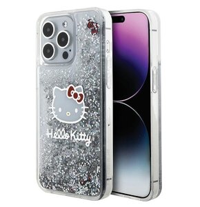 Etui HELLO KITTY Liquid Glitter Charms do Apple iPhone 15 Pro Max Srebrny