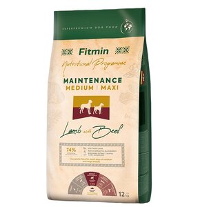 Karma dla psa FITMIN Medium Maxi Maintenance Jagnięcina i Wołowina 12 kg