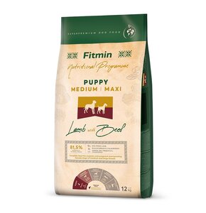 Karma dla psa FITMIN Puppy Medium Maxi Jagnięcina z wołowiną 12 kg