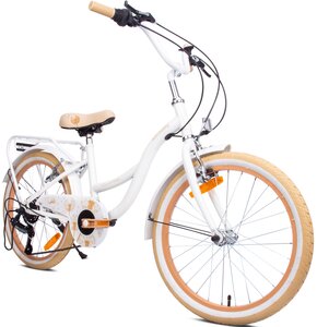 Rower dziecięcy SUN BABY Flower bike 20 cali dla dziewczynki Biało-beżowy