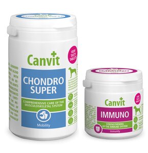 Suplement dla psa CANVIT Chondro Super 230 g + Immuno 100 g