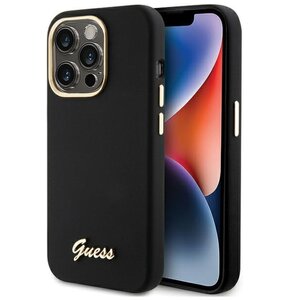 Etui GUESS Silicone Script Metal Logo & Frame do Apple iPhone 15 Pro Max Czarny