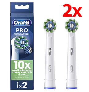 Oryginalna końcówka szczoteczki ORAL-B Pro Cross Action Biały (2 szt.) (Włókna w kształcie litery X usuwają więcej płytki)