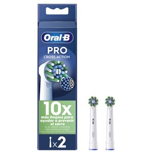 Oryginalna końcówka szczoteczki ORAL-B Pro Cross Action Biały (2 szt.) (Włókna w kształcie litery X usuwają więcej płytki)