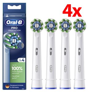 Oryginalna końcówka szczoteczki ORAL-B Pro Cross Action Biały (4 szt.) (Włókna w kształcie litery X usuwają więcej płytki)