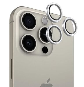 Szkło hartowane na obiektyw CASE-MATE Aluminum Ring Lens Protector do Apple iPhone 15 Pro/15 Pro Max Srebrny