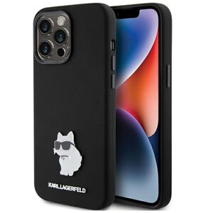 Etui KARL LAGERFELD Silicone Choupette Metal Pin do Apple iPhone 15 Pro Max Czarny