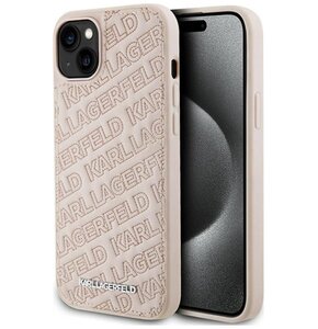 Etui KARL LAGERELD Quilted K Pattern do Apple iPhone 13/14/15 Różowy
