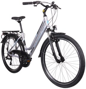 Rower trekkingowy INDIANA X-Road 1.0 D15 26 cali damski Srebrny