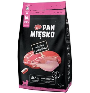 Karma dla psa PAN MIĘSKO Cielęcina z przepiórką XS 3 kg