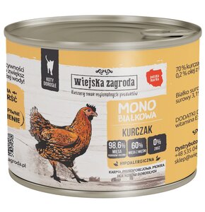 Karma dla kota WIEJSKA ZAGRODA Monobiałkowa Kurczak 200 g
