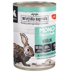 Karma dla kota WIEJSKA ZAGRODA Monobiałkowa Królik 400 g