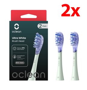 Oryginalna końcówka szczoteczki OCLEAN X Ultra White Zielony (2 szt.) (Usuwanie przebarwień)