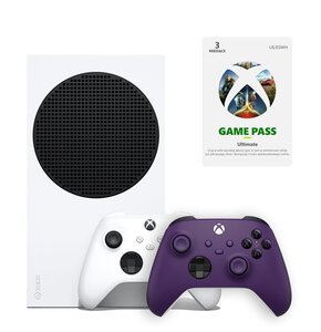 Konsola MICROSOFT XBOX Series S + 3mies Game Pass Ultimate + Kontroler MICROSOFT bezprzewodowy Xbox Astral Purple