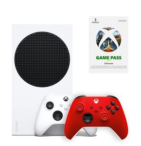 Konsola MICROSOFT XBOX Series S + 3mies Game Pass Ultimate + Kontroler MICROSOFT bezprzewodowy Xbox Pulse Red