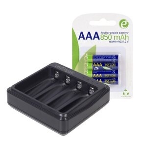 Ładowarka GEMBIRD BC-USB-03 do akumulatorów AA/AAA + Akumulatorki AAA 850 mAh GEMBIRD (4 szt.)