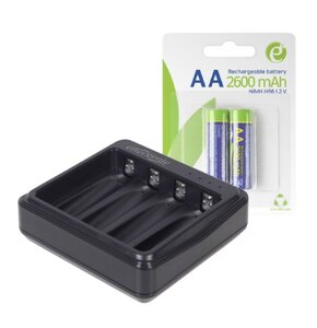 Ładowarka GEMBIRD BC-USB-03 do akumulatorów AA/AAA + Akumulatorki AA 2600 mAh GEMBRID (2 szt.)