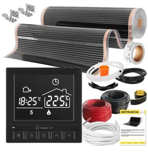 Folia grzewcza na podczerwień MISSION AIR Black Silver PTC 160W/m2 5m² szer. 100cm + regulator Taurus Czarny