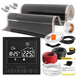 Folia grzewcza na podczerwień MISSION AIR Black Silver PTC 160W/m² (1mb x 100cm) + regulator Taurus Czarny