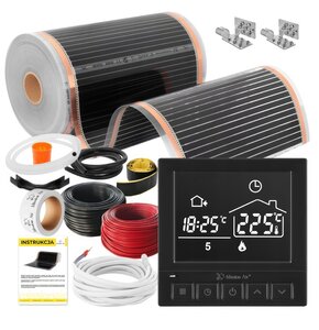 Folia grzewcza na podczerwień MISSION AIR Black Silver PTC 160W/m2 18m² szer. 50cm + regulator Taurus Czarny