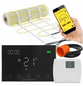 Mata grzewcza pod płytki MISSION AIR MA-160W/m² 3m² (6mb x 50cm) + regulator Gemini Czarny WiFi