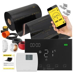 Folia grzewcza na podczerwień MISSION AIR Black Gold PTC 160W/m² (4mb x 50cm) + regulator Gemini Czarny WiFi