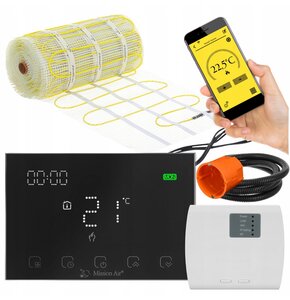 Mata grzewcza pod płytki MISSION AIR MA-160 W/m2 7m2 (14mb x 50cm) + regulator Gemini Czarny WiFi