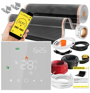 Folia grzewcza na podczerwień MISSION AIR Black Silver PTC 160W/m2 18m² szer. 100cm + regulator Leo Biały Wi-Fi