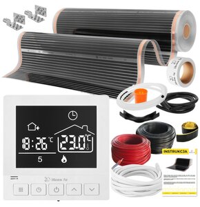 Folia grzewcza na podczerwień MISSION AIR Black Silver PTC 160W/m2 8m² szer. 100cm + regulator Taurus Biały
