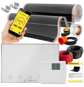 Folia grzewcza na podczerwień MISSION AIR Black Silver PTC 160W/m2 1m2 szer. 100cm + regulator Gemini Biały Wi-Fi