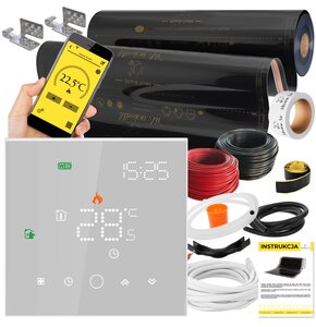 Folia grzewcza na podczerwień MISSION AIR 160 W/m2 Black Gold PTC 4m2 (4m x 100cm) + regulator Leo Biały Wi-Fi