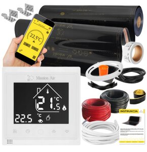 Folia grzewcza na podczerwień MISSION AIR Black Gold PTC 160W/m2 24m² szer. 100cm + regulator Libra Biały Wi-Fi