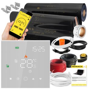 Folia grzewcza na podczerwień MISSION AIR Black Gold PTC 160W/m2 18m² szer. 100cm + regulator Leo Biały Wi-Fi