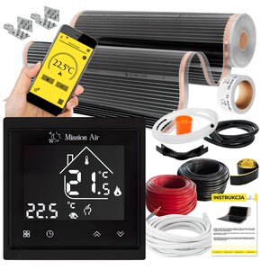 Folia grzewcza na podczerwień MISSION AIR Black Silver PTC 160W/m2 1m2 szer. 100cm + regulator Libra Czarny Wi-Fi